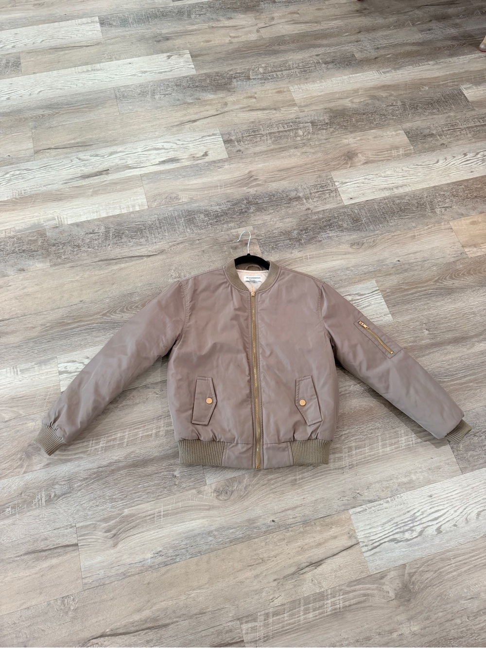 Taupe Bomber Jacket with Gold Hardware xs